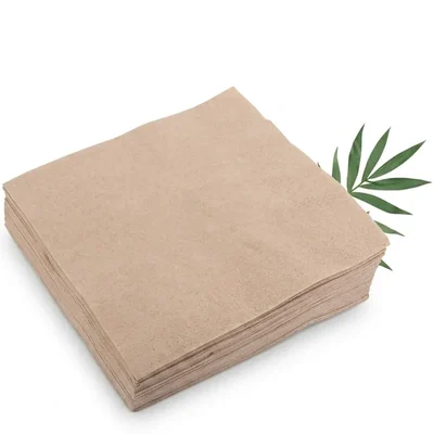 (Set of 100 Pcs) 16"x16" Bamboo Tissue Napkins 2-Ply Disposable Absorbent Eco-Friendly Eco Travel Food Truck Picnic Paper Towels.(Pack-100)