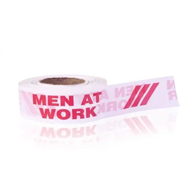 Warnmat Men at Work 100 Meter Barricade Tape, 3 Inch High-Visibility Non-Adhesive Safety Warning Roll(Pack-1)