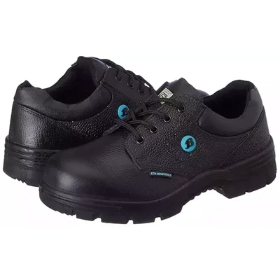 Bata Zappy Leather Low Cut Steel Toe Black Safety Shoes, DD PU Sole(Size-6)