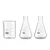 SBT Instruments Set of 3, Borosilicate 3.3 Glass Beaker and Conical Flask with Graduation Marks, 100ml Capacity