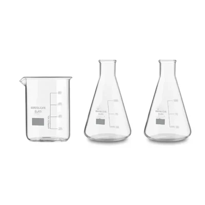 SBT Instruments Set of 3, Borosilicate 3.3 Glass Beaker and Conical Flask with Graduation Marks, 500ml Capacity