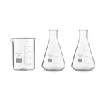 SBT Instruments Set of 3, Borosilicate 3.3 Glass Beaker and Conical Flask with Graduation Marks, 500ml Capacity