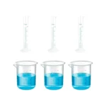 SBT Instruments Scientific Polypropylene 3 Cylinder 25ml & 3 Measuring Beaker 250ml Combo with Blue Printed Graduation