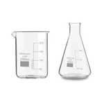 SBT 2pcs Borosilicate 3.3 Glass 250 ml Beaker and 100 ml Conical Flask with Graduation Marks