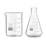 SBT Borosilicate 3.3 Glass 500 ml Beaker and 250 ml Conical Flask with Graduation Marks