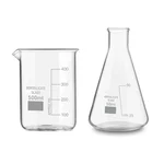 SBT Borosilicate 3.3 Glass 500 ml Beaker and 50 ml Conical Flask with Graduation Marks