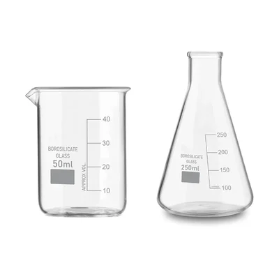 SBT Borosilicate 3.3 Glass 50 ml Beaker and 250 ml Conical Flask with Graduation Marks