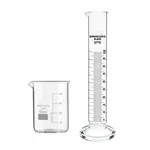 SBT Set of 2 Borosilicate 3.3 Glass Scientific Beaker 50ml & 50ml Cylinder of Round Base for Laboratory