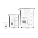SBT Set of 3 Beaker 10ml, 100ml, 1000ml with Graduation Marks, Borosilicate 3.3 Glass for Laboratory