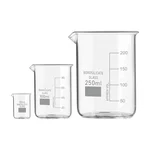 SBT Set of 3 Beaker 10ml, 100ml, 250ml with Graduation Marks, Borosilicate 3.3 Glass for Laboratory