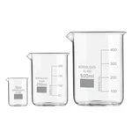 SBT Set of 3 Beaker 10ml, 250ml, 500ml with Graduation Marks, Borosilicate 3.3 Glass for Laboratory