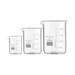 SBT Set of 3 Beaker 25ml, 100ml, 250ml with Graduation Marks, Borosilicate 3.3 Glass for Laboratory