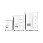 SBT Set of 3 Beaker 25ml, 500ml, 1000ml with Graduation Marks, Borosilicate 3.3 Glass for Laboratory