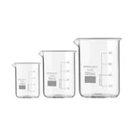SBT Set of 3 Beaker 25ml, 50ml, 100ml with Graduation Marks, Borosilicate 3.3 Glass for Laboratory