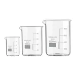 SBT Set of 3 Beaker 50ml, 100ml, 1000ml with Graduation Marks, Borosilicate 3.3 Glass for Laboratory