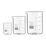 SBT Set of 3 Beaker 50ml, 100ml, 250ml with Graduation Marks, Borosilicate 3.3 Glass for Laboratory