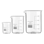 SBT Set of 3 Beaker 50ml, 100ml, 500ml with Graduation Marks, Borosilicate 3.3 Glass for Laboratory