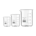SBT Set of 3 Beaker 50ml, 250ml, 500ml with Graduation Marks, Borosilicate 3.3 Glass for Laboratory