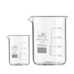 Bello Borosilicate 3.3, Set of 2 Glass Beaker 50 ml, 500 ml with Graduation Marks for Chemistry Laboratory