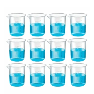 SBT 12pcs Polypropylene Beaker, 250 ml Capacity with Graduation Marks for School, College, Chemistry & Laboratory Use