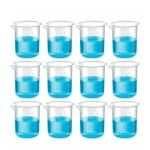 SBT 12pcs Polypropylene Beaker, 250 ml Capacity with Graduation Marks for School, College, Chemistry & Laboratory Use