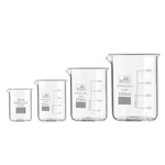 Bello Set of 4pcs Borosilicate 3.3 Glass Beakers with Graduation Marks, 10ml, 100ml, 250ml, 500ml Capacity for Laboratory