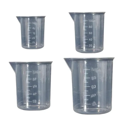SBT Instruments 4pcs Polypropylene Measuring Beaker with Graduation 50ml,100ml, 250ml, 500ml Capacity