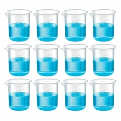 Bello 12pcs Polypropylene Beaker, 250 ml Capacity with Graduation Marks for School, College, Chemistry & Laboratory Use