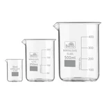 Bello Set of 3 Beaker 10ml, 250ml, 500ml with Graduation Marks, Borosilicate 3.3 Glass for Laboratory