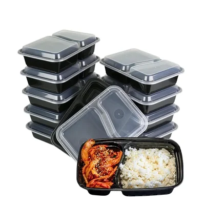 2 Compartment Bento Box with Air Tight Lid For Microwaveable, Freezer & Dishwasher Safe, Leak Proof(Pack-50 Pcs )