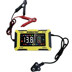 Bheemtek 6A 12V Smart Car Battery Charger with LED Display for Car, Bike, SUV, AGM, GEL, SLA, LiFePO4 Batteries