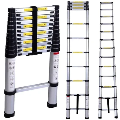 Bigapple 13 Steps (12.5 Feet/3.8 Meter) Single Side Aluminium Telescopic  Ladder (BA-3.8M-TELESCOPIC)