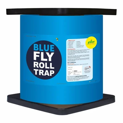 Green Revolution 15 cm x 100 meter (Small) Blue Sticky Roll for controlling Thrips, Tea Mosquito Bug, Leaf Miner Flies