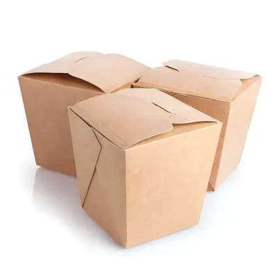 Brown 1000ml Big Tub Shape Kraft Paper Noodle Box with Top Lock for Food Takeaway(Pack-50)