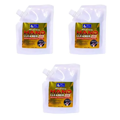 3 Pack of BIG Pure (250gm x 3pcs) Industrial Hand Cleaner Liquid Paste Pouch to Clean Grease, Dirty Oils, Lubricants