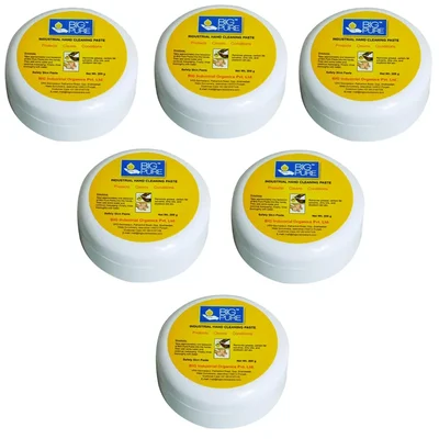 6 Pack of BIG Pure (200gm x 6pcs) Industrial Hand Cleaning Paste to Clean Grease, Carbon Black, Oil, Rust, Resin, Diesel