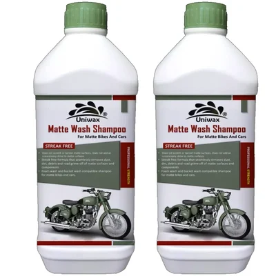 Pack of 2 Uniwax 2L (1L x 2pcs) Matte Wash Shampoo for Matte Bikes And Cars to Clean Dust, Dirt, Debris, Road Grime