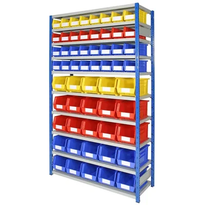 Suwas Trolley 80 Kg/Shelf Load Capacity Powder Coated BIN Storage Rack Without Bins, 10 Shelves (1 Year Warranty) (SU-SR-015)