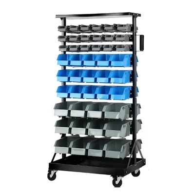 Suwas Trolley 8 Kg Load Capacity Per Shelf Powder Coated Bin Handling Trolley With Bins (Warranty-1 Year) (SU-BST-001-1)