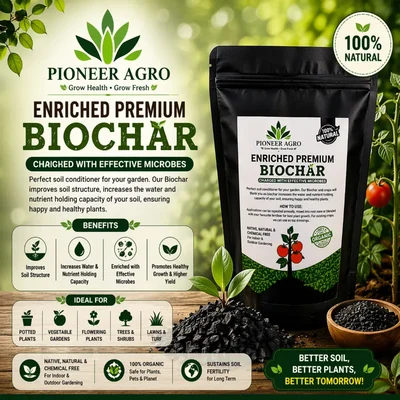 Pioneer Agro Biochar Perfect Soil Conditioner 500 gm for Home Gardening | Promotes Beneficial Microbial Growth