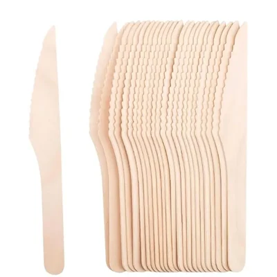 160mm Birchwood Wooden Knives for Dining & Events (Serrated & Compostable) 400 Pcs