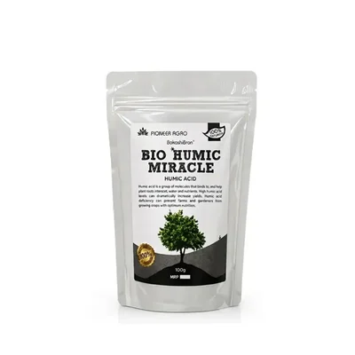 Pioneer Agro Bio Humic Miracle 100 gm Soluble Humic Acid Powder Organic Plant Growth Promoter for Home Gardening