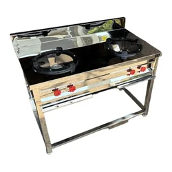 Bapa 24x24x32 inch Double Burner Biryani Dum Bhatti Stand Type, Gas Operated 