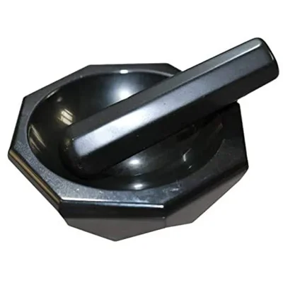 Elecopto 5-Inch Black Agate Mortar and Pestle for Contamination-Free Lab Grinding, Non-Porous Stone Kit