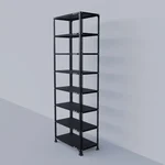 Alija 84 x 29 x 15 Inch 8 Shelves Multipurpose Storage Rack With Accessories ( Colour- Black)