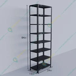 Alija 84 x 29 x 15 Inch 8 Shelves Multipurpose Storage Rack With Accessories ( Colour- Black)(Gauge-24 Gauge)