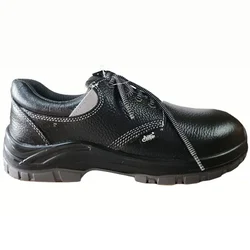 Allen Cooper Hight Density Pu Sole Black Leather Safety Shoe With Steel Toe Cap (AC 7104)- 6 Month Warranty(Size-7)