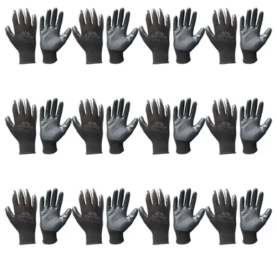 Delight Pack of 12 MNP22-B Black Nitrile Palm Coated Gloves(Size-Small)