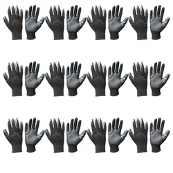 Delight Pack of 12 MNP22-B Black Nitrile Palm Coated Gloves(Size-Small)
