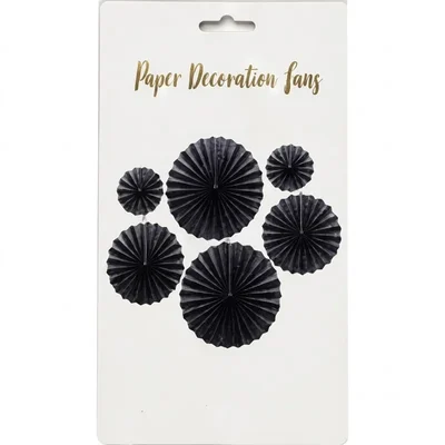 Black Colour set of 6 Pcs Colourful Foldable Hanging Paper Decoration Fans for Party Background Backdrop Decor(Pack-100)